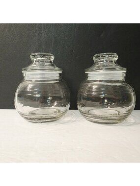Vtg KIG Indonesia Clear Glass Apothecary Candy Jar Sealed Lid
